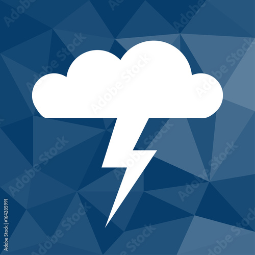 Gewitterwolke - Gefahr - Icon mit geometrischem Hintergrund blau