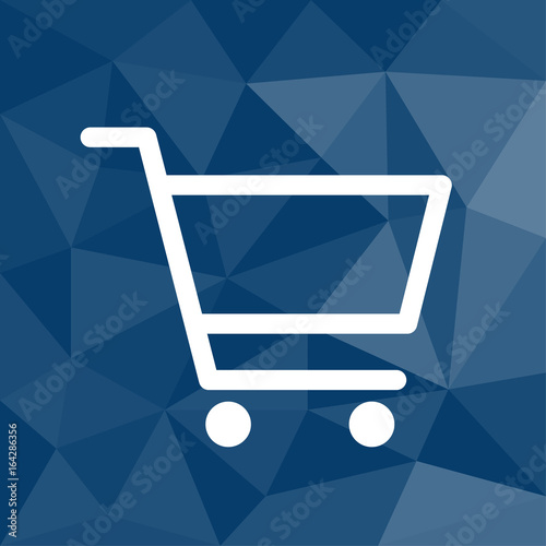 Einkaufswagen - Warenkorb - Icon mit geometrischem Hintergrund blau