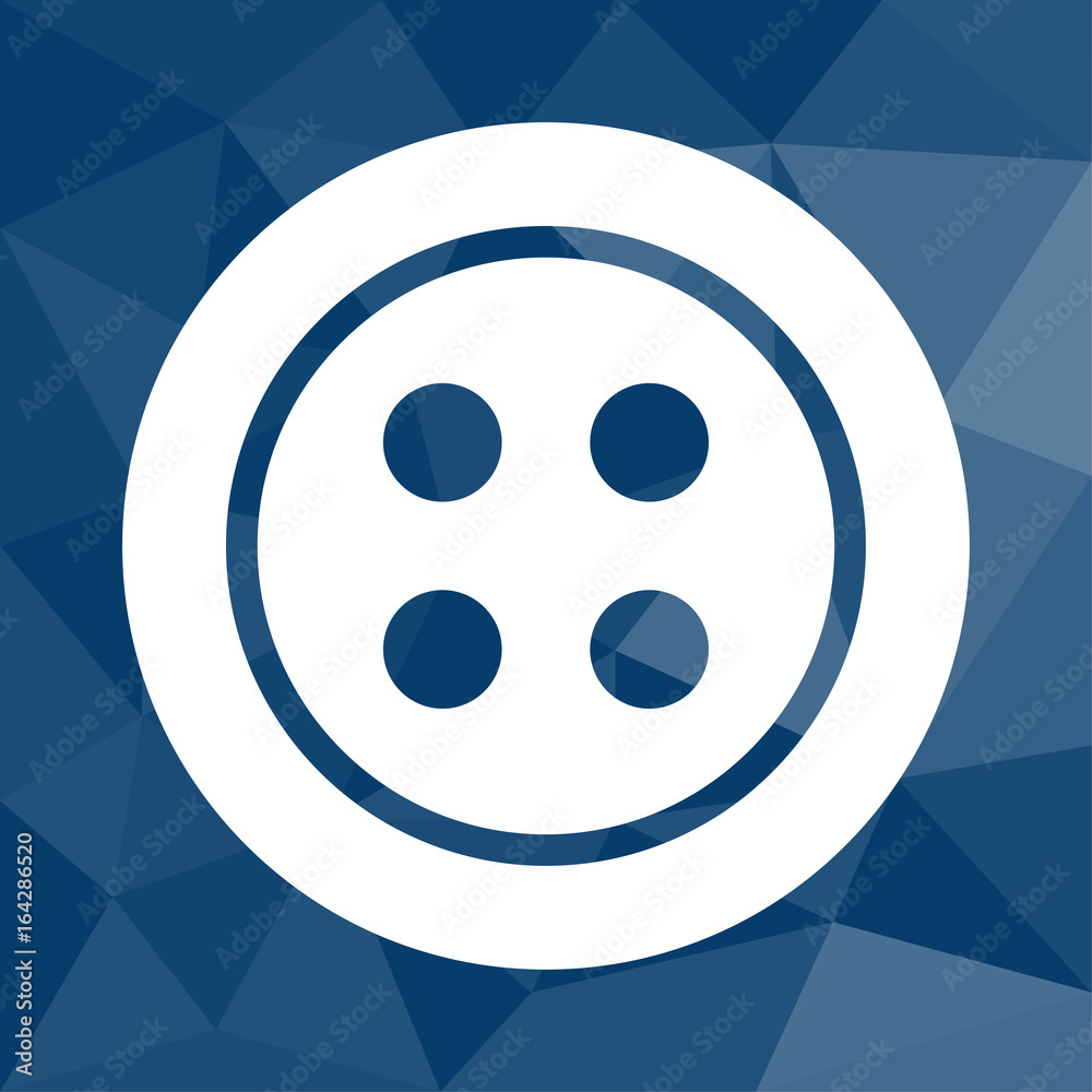 Knopf zum Nähen - Icon mit geometrischem Hintergrund blau Knopf zum Nähen - Icon mit geometrischem Hintergrund blau