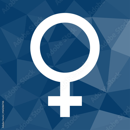 Sexualität - Frau - Icon mit geometrischem Hintergrund blau