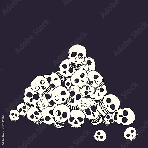 hand drawn skull pile