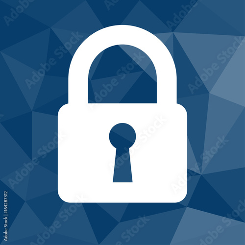 Schloss - Datenschutz - Icon mit geometrischem Hintergrund blau