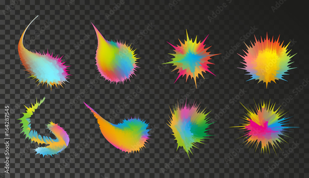Set of colorful blots on transparent background. Set of colorful blots on transparent background.