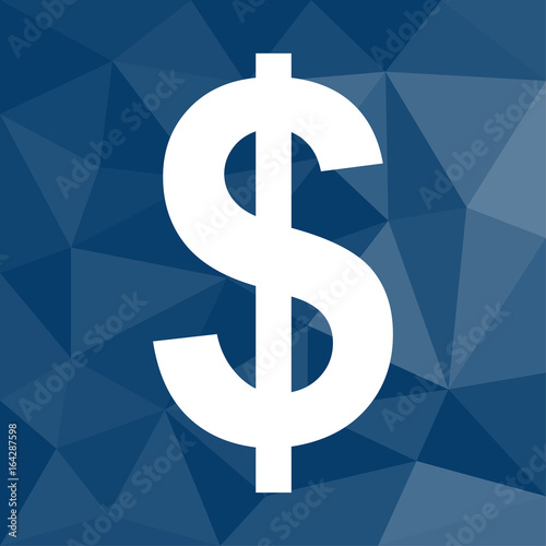 US-Dollar - Icon mit geometrischem Hintergrund blau