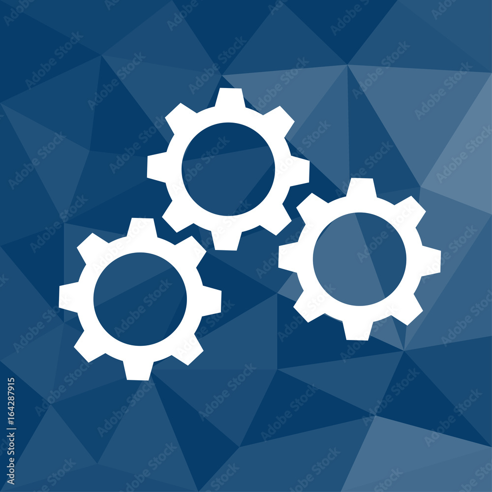 Zahnräder - Optionen - Icon mit geometrischem Hintergrund blau Zahnräder - Optionen - Icon mit geometrischem Hintergrund blau