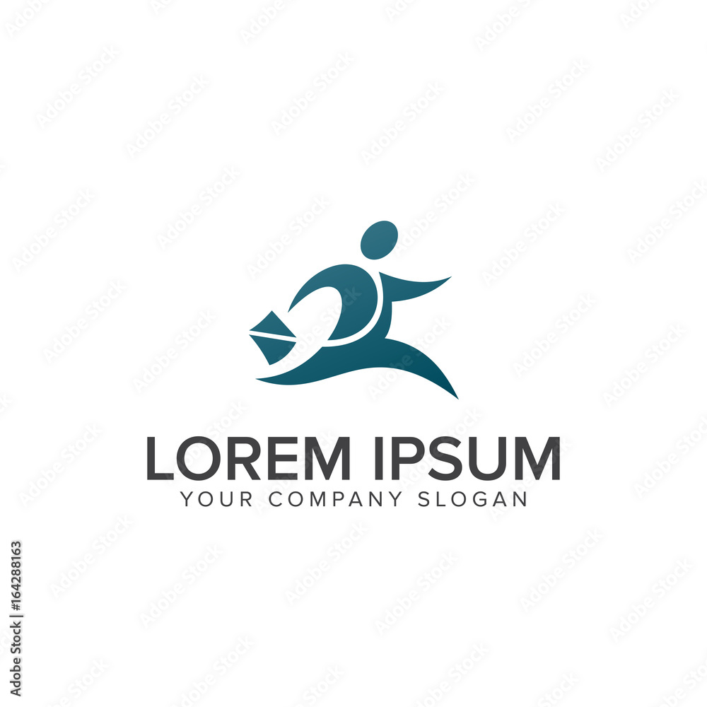 businessman running logo design concept template businessman running logo design concept template