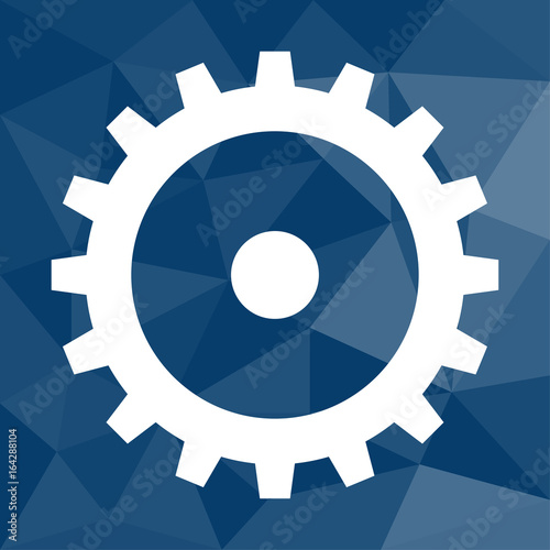Zahnrad - Einstellungen - Icon mit geometrischem Hintergrund blau