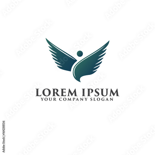 bird wing logo. stand posotion, logo design concept template