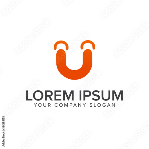 letter u smile logo design concept template