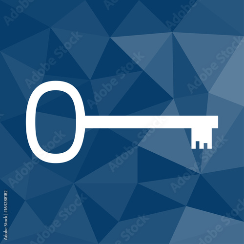 Schlüssel - Passwort - Icon mit geometrischem Hintergrund blau