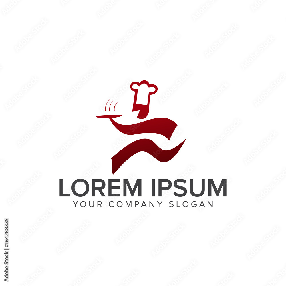 run chef logo. restaurant logo design concept template