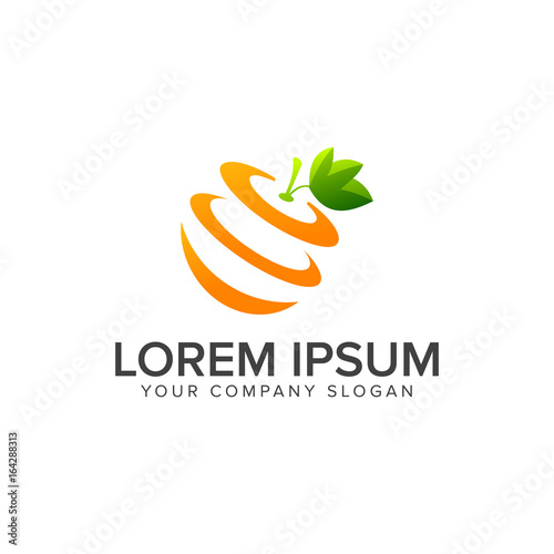 fruit orange logo design concept template