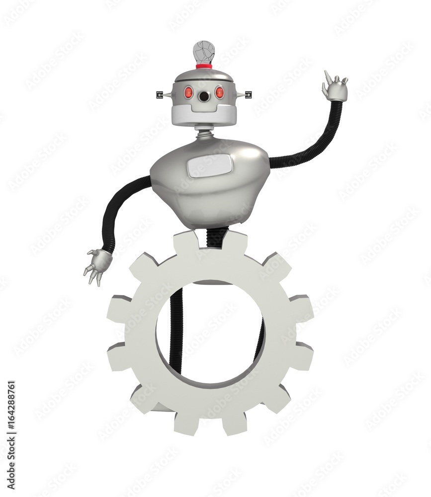 3d illustration of robot and gear for tech services 3d illustration of robot and gear for tech services