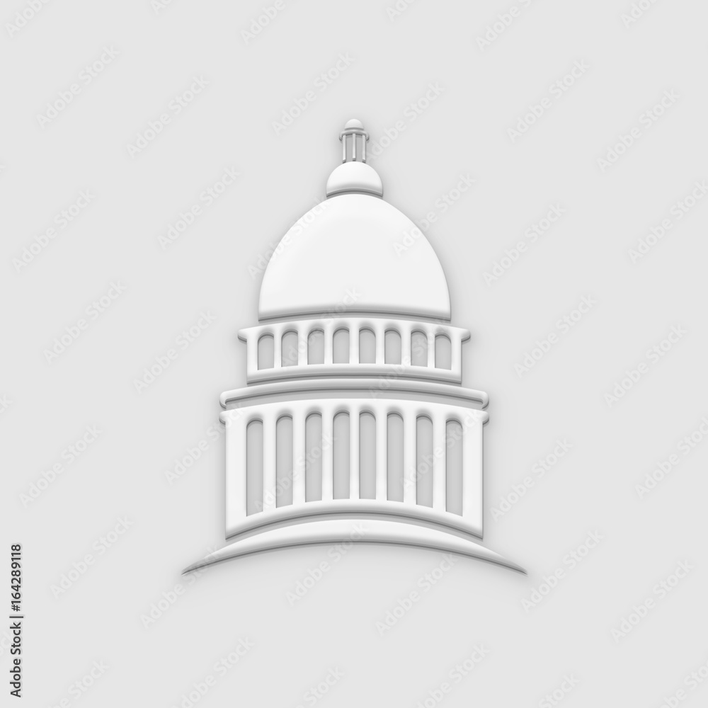 White Capitol Building. 3D Render Illustration