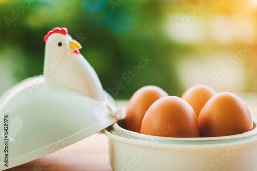 Eggs in egg cup for breakfa...