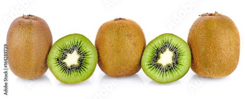 kiwi fruit and half kiwi fruit isolated on white background