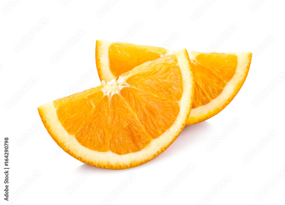Two Slices of Orange Isolated on White Background Two Slices of Orange Isolated on White Background