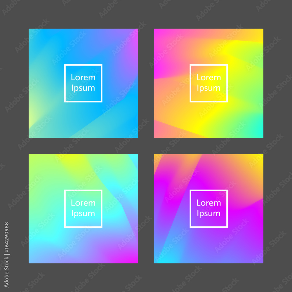 set of abstract cards with modern colorful background