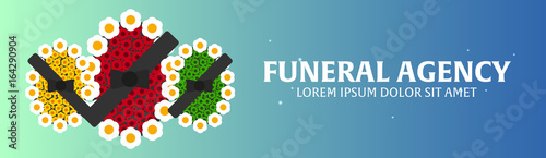 Funeral sevices and Funeral agency banner. Cemetery. Vector illustration.