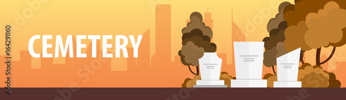 Funeral sevices and Funeral agency banner. Cemetery. Vector illustration.