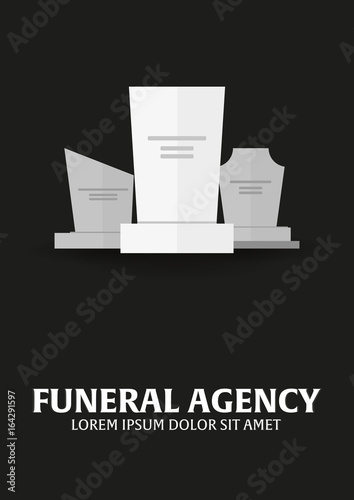 Funeral sevices and Funeral agency banner. Cemetery. Vector illustration.