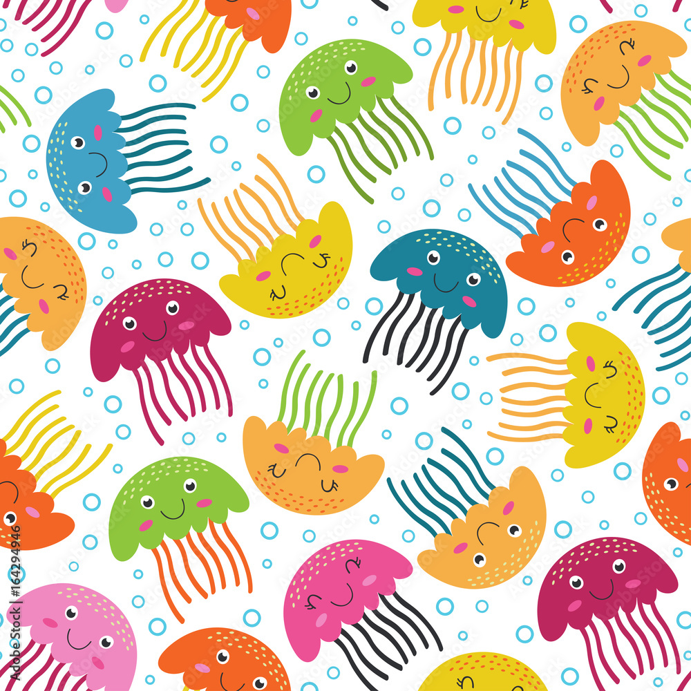 Fototapeta premium seamless pattern with jellyfish - vector illustration, eps 
