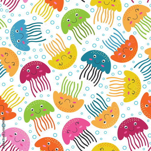 seamless  pattern with jellyfish -  vector illustration, eps
