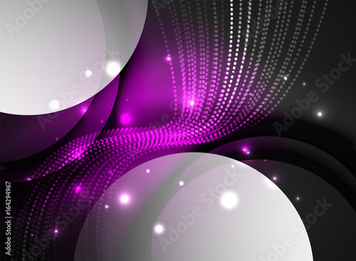 Glowing wave created with particles on dark color background