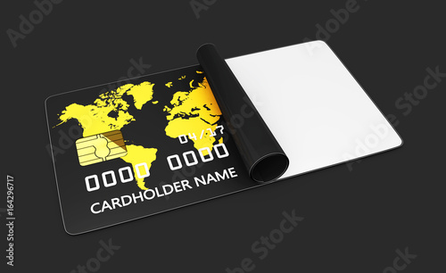 3d Illustration of Bank card with place for text, isolated black