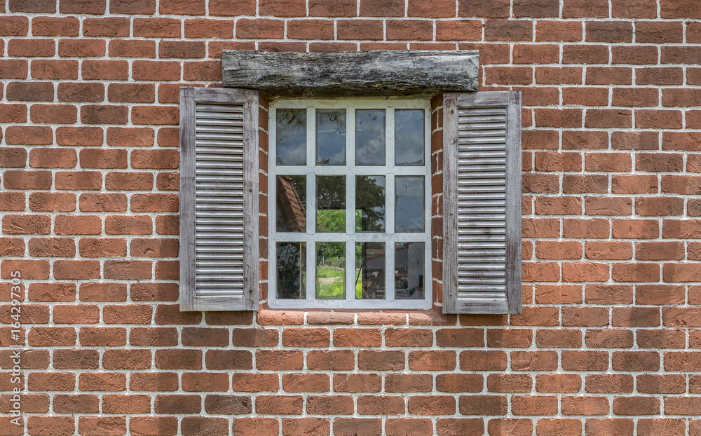 Beautiful window and brick wall with clipping path Beautiful window and brick wall with clipping path