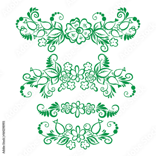 set of isolated floral pattern