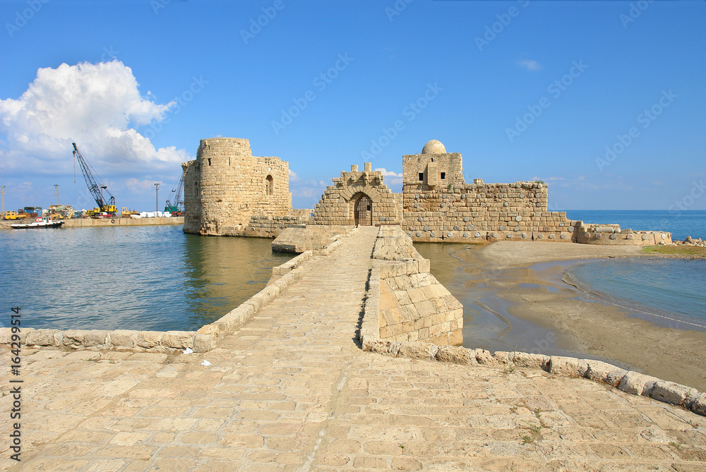 Sidon's Sea Castle built by the crusaders  in the port city of Sidon, Lebanon
