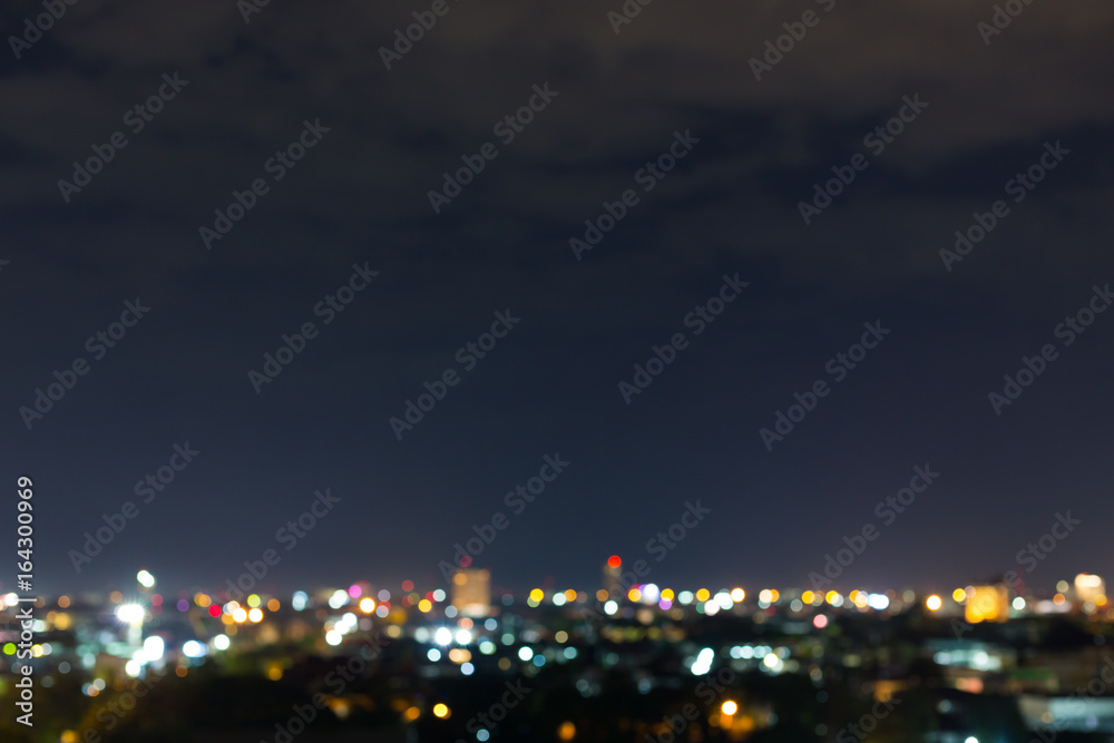 city night with dark sky, abstract blur bokeh light background