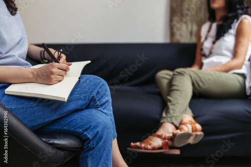 Psychotherapy session, woman talking to his psychologist