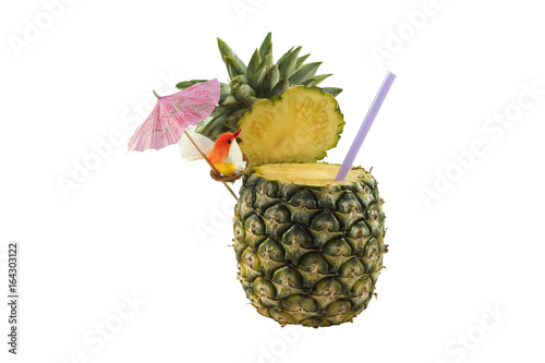 Wallpaper Mural Fresh pineapple decorating by head of pineapple isolated on white background Torontodigital.ca