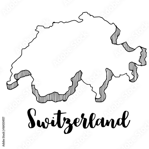 Hand drawn of Switzerland map, vector illustration