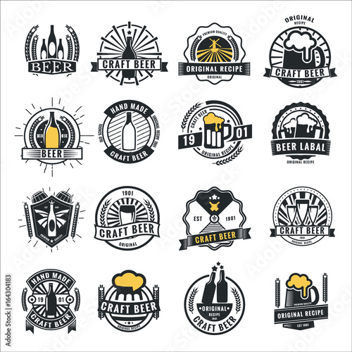 Set of vintage beer badge logo and labels template design.Vector illustration.
