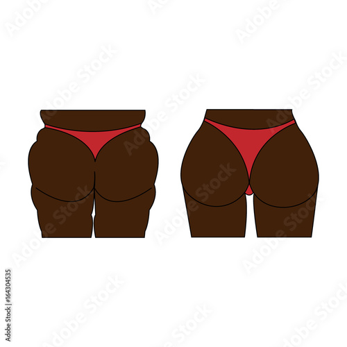 Vector illustration of a female fat and thin ass.