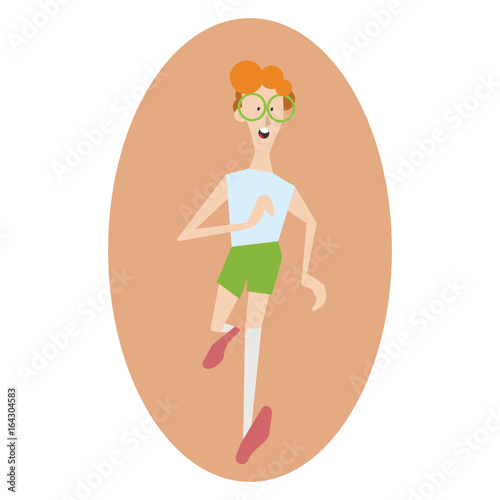 Young caucasian hipster man.Happy sportsman running outdoors.