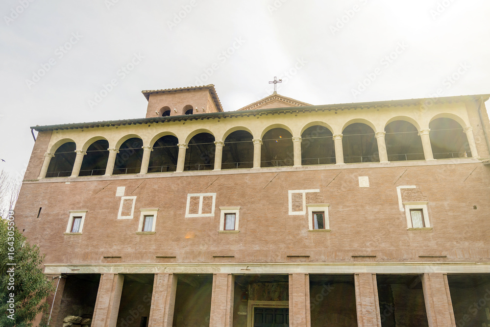 Fototapeta premium Facade of the ancient basilica church of San Saba in Rome