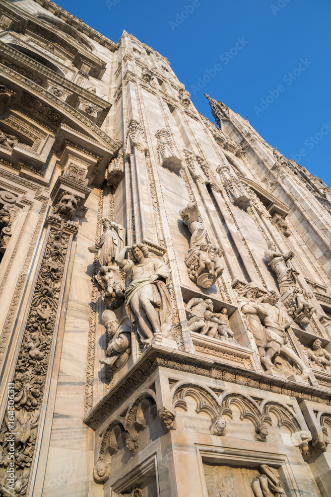 Detail of the facade of the Milan Cathedral