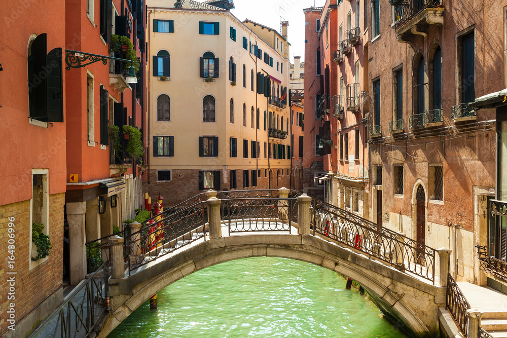 Venice, Italy,  Canal and historic tenements