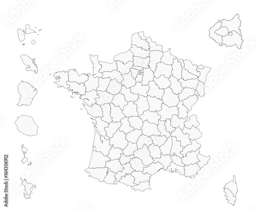 France - fond de carte - départements photo