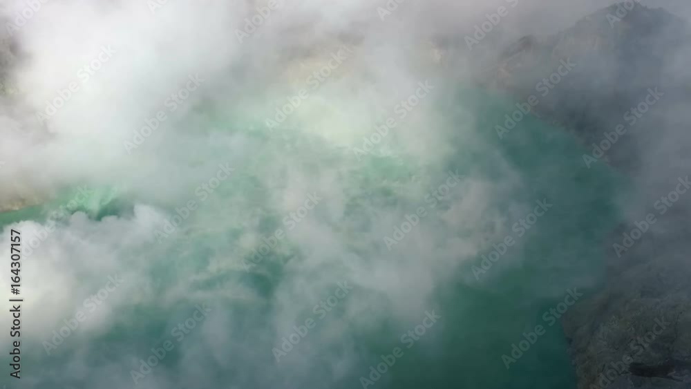 Aerial View a Toxic Lake in the Crater of the Volcano Ijen Aerial View a Toxic Lake in the Crater of the Volcano Ijen