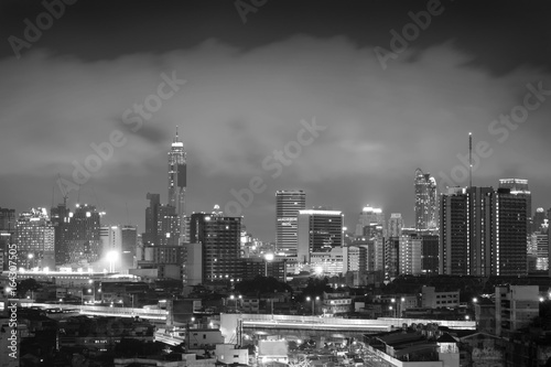 City / City and sky at night. Black and white tone. © wimage72