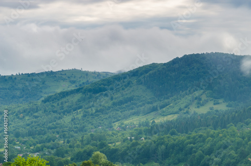 Carpathian mountains landscape view in Yaremche