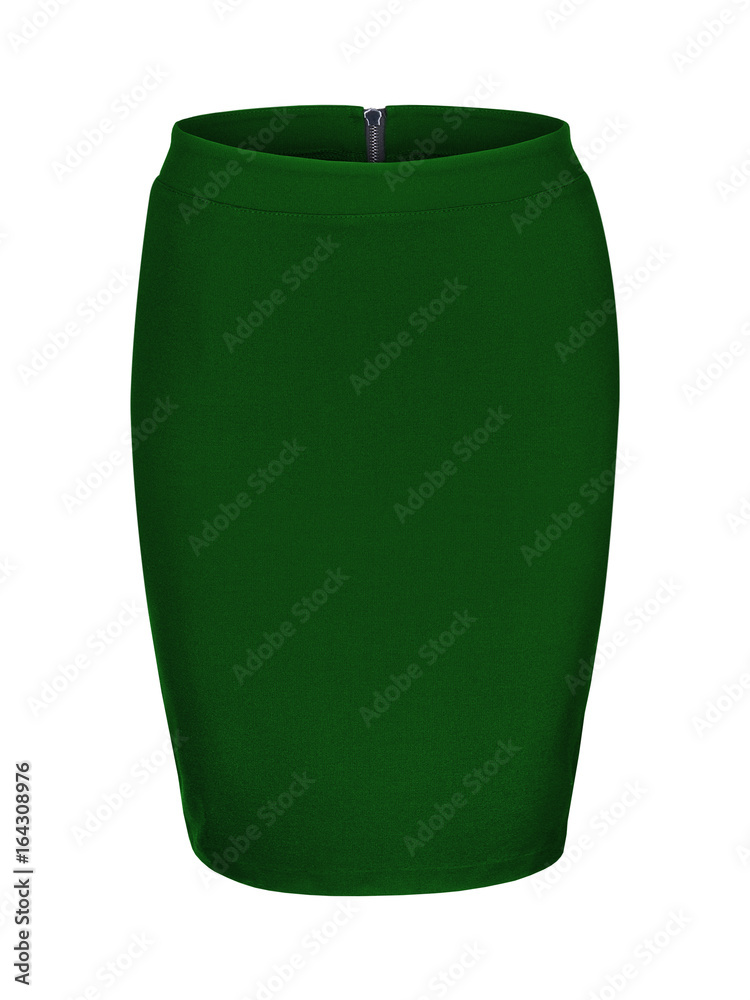 Dark green pencil skirt with a zipper isolated on white Dark green pencil skirt with a zipper isolated on white