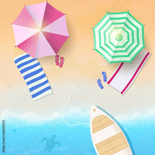 Summertime, tropical background, blue ocean landscape. Vacation, relax. Vector illustration EPS10.