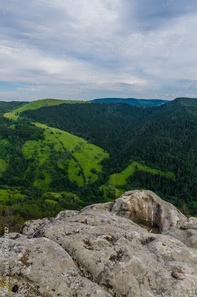 Carpathian mountains landscape view in Yaremche