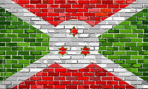 Flag of Burundi on a brick wall - Illustration, 
Burundi flag on brick textured background, 
Abstract grunge mosaic vector